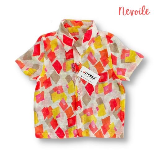 Boys Linen Shirt – White with Diamond Design | Code 2106