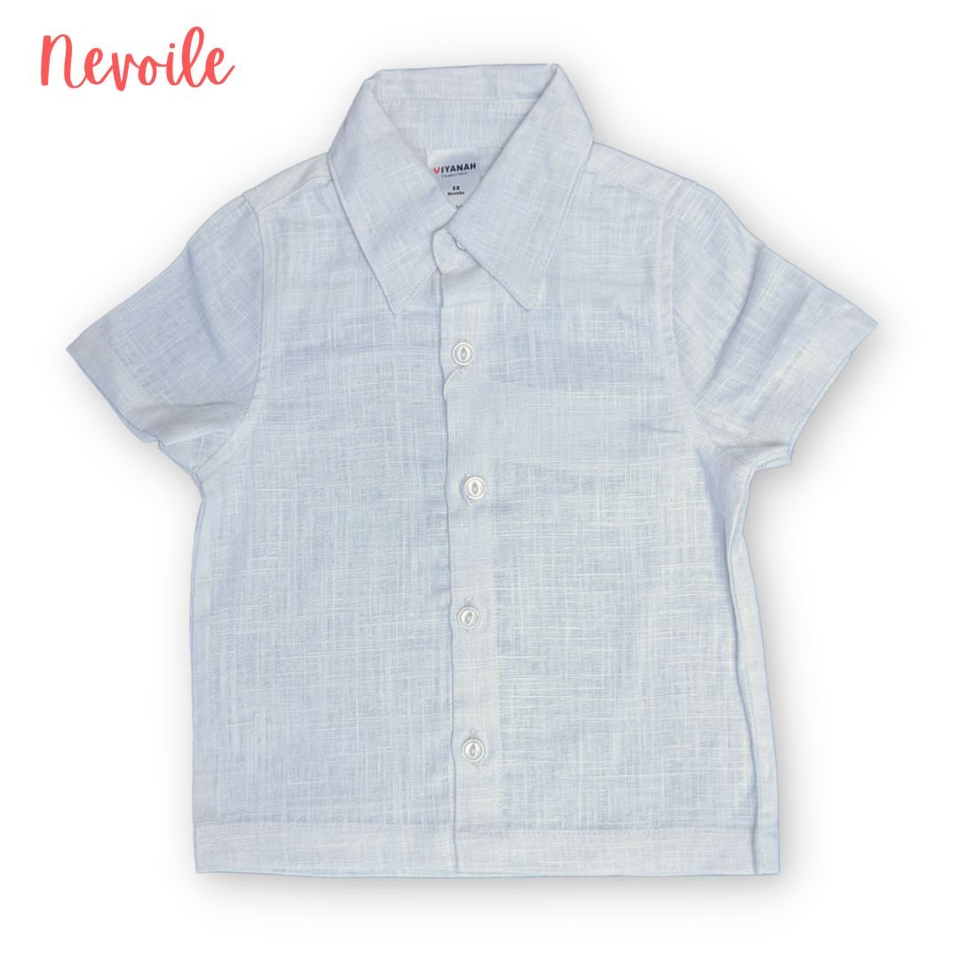 Kids Boys Linen Shirt – Off-White Plain Design | Code 4104